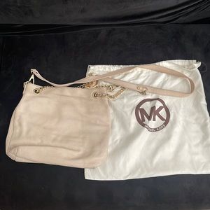 MICHAEL Michael Kors leather cross body and handled bag in cream.